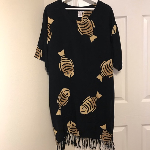 Rain Resort Wear Fish Print Swim Cover Up - Picture 2 of 9